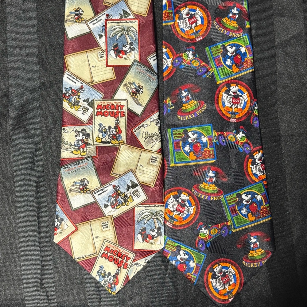 Vintage Mickey Mouse Disney Ties NWOT Bundle | Mickey Phone & Greetings Neckties